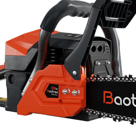 Baotree 62CC 20in chainsaw in use on a wood-cutting task