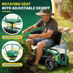 Baotree Garden Seat extendable handle enables smooth yard mobility