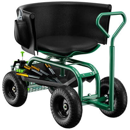 Baotree Garden Seat wheels frame shows a sturdy base for long garden sessions