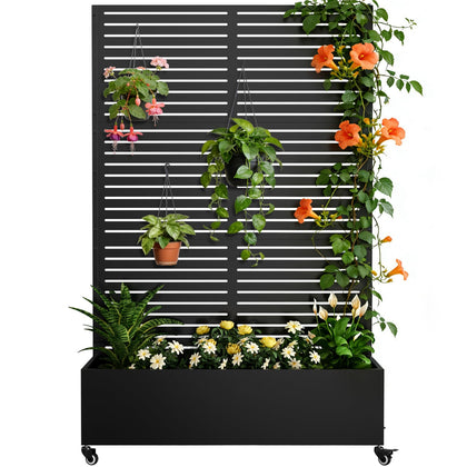 Baotree metal raised garden planter bed with trellis for vertical gardening.