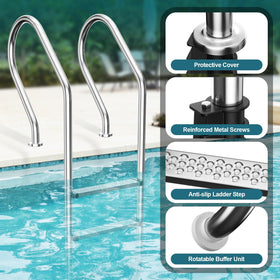 Baotree ladder supports up to 330 pounds for sturdy pool access.