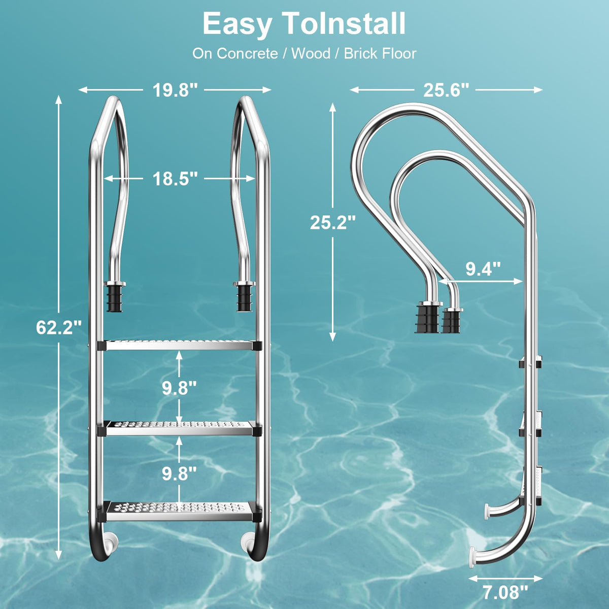 Baotree ergonomic handrails provide secure grip while climbing in and out.