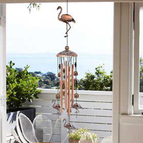 Baoxue flamingo wind chimes with nylon rope for weather-resistant hanging.