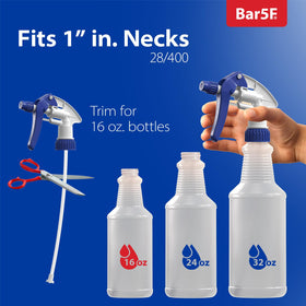 Bar5F dip-tube trimmed sprayer works with 16–32 oz bottles.