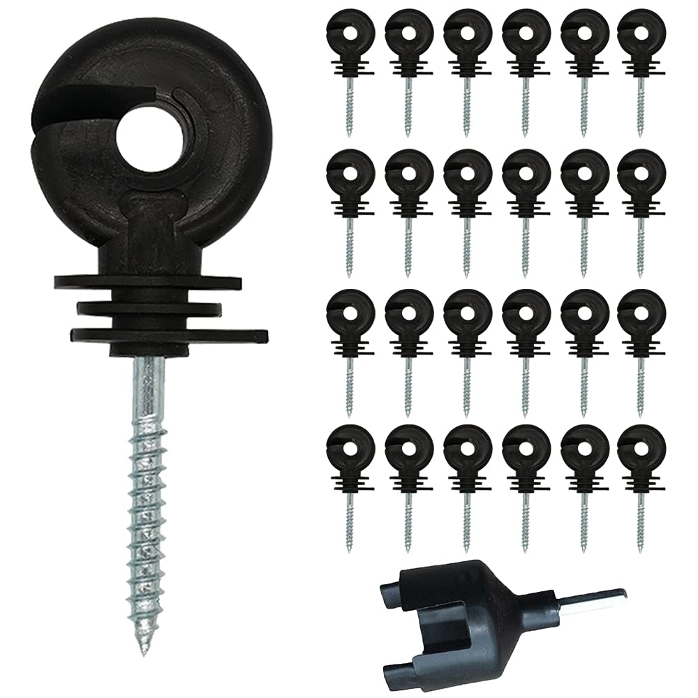 Barafat fence insulator ring screw-in on wood post for durable, weather-resistant wiring
