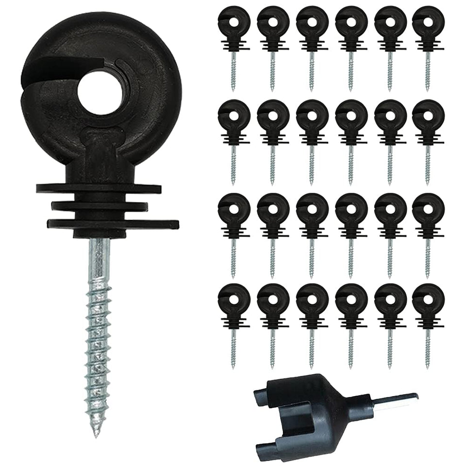 Barafat fence insulator ring screw-in on wood post for durable, weather-resistant wiring