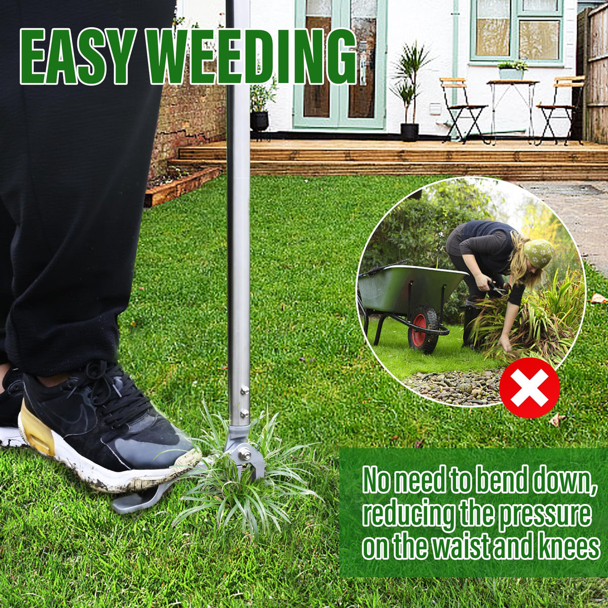 BARAYSTUS weed puller 45-6-inch handle keeps you standing during weed removal