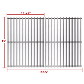 Barbqtime 15in SUS304 grates showing sear marks on meat.