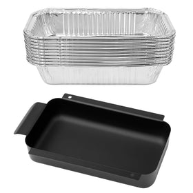 Barbqtime grease catcher tray installed in a Char-Broil grill for easy cleanup.