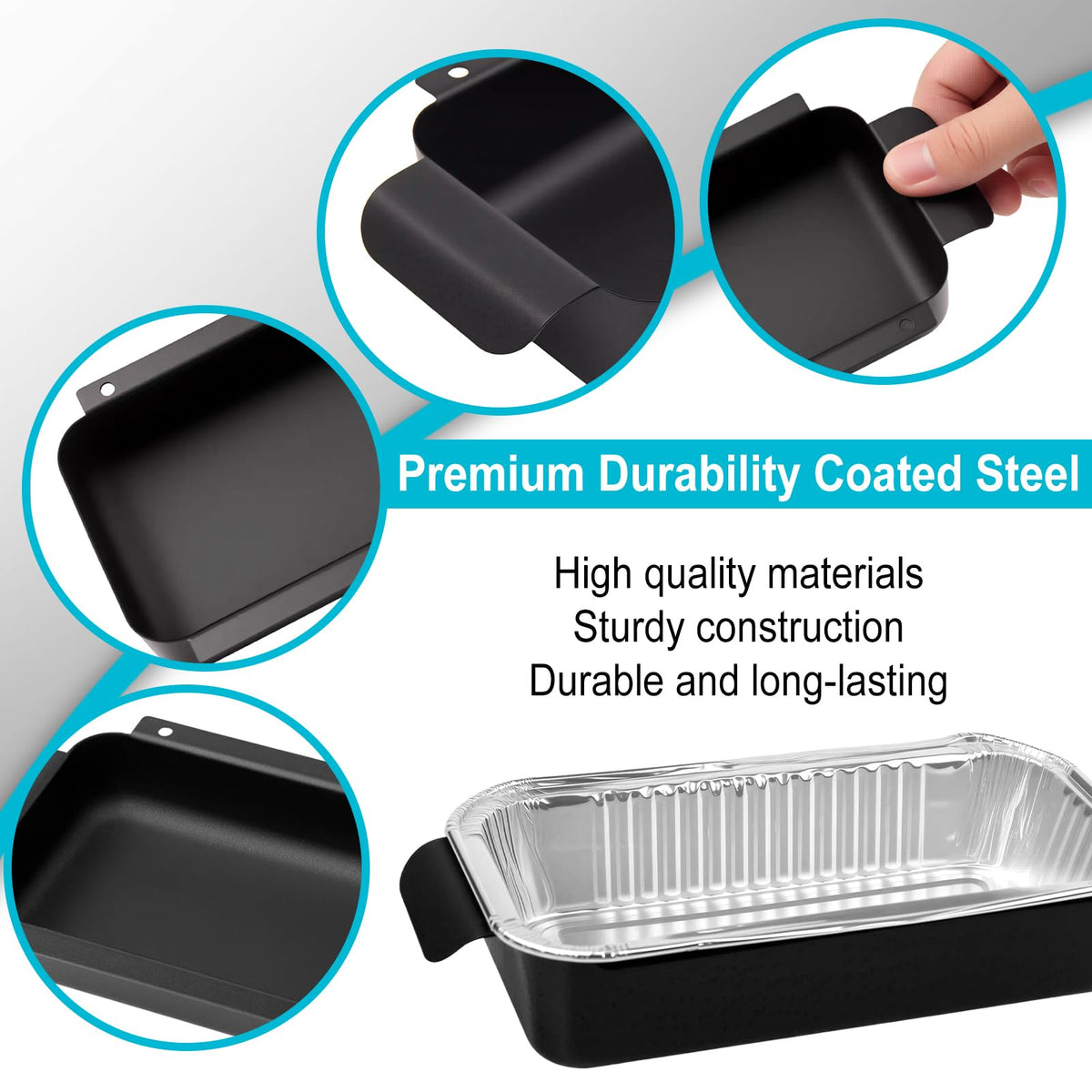 Barbqtime tray positioned inside a Char-Broil grill for a precise fit.