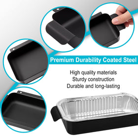 Barbqtime tray positioned inside a Char-Broil grill for a precise fit.