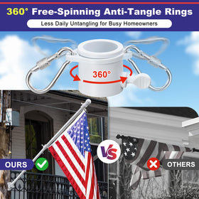Barcetine 360-degree anti-tangle rings reducing tangling during windy days