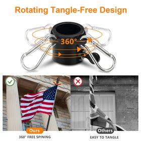 Barcetine anti-tangle flagpole ring prevents wrapping and eases flag unfurling.