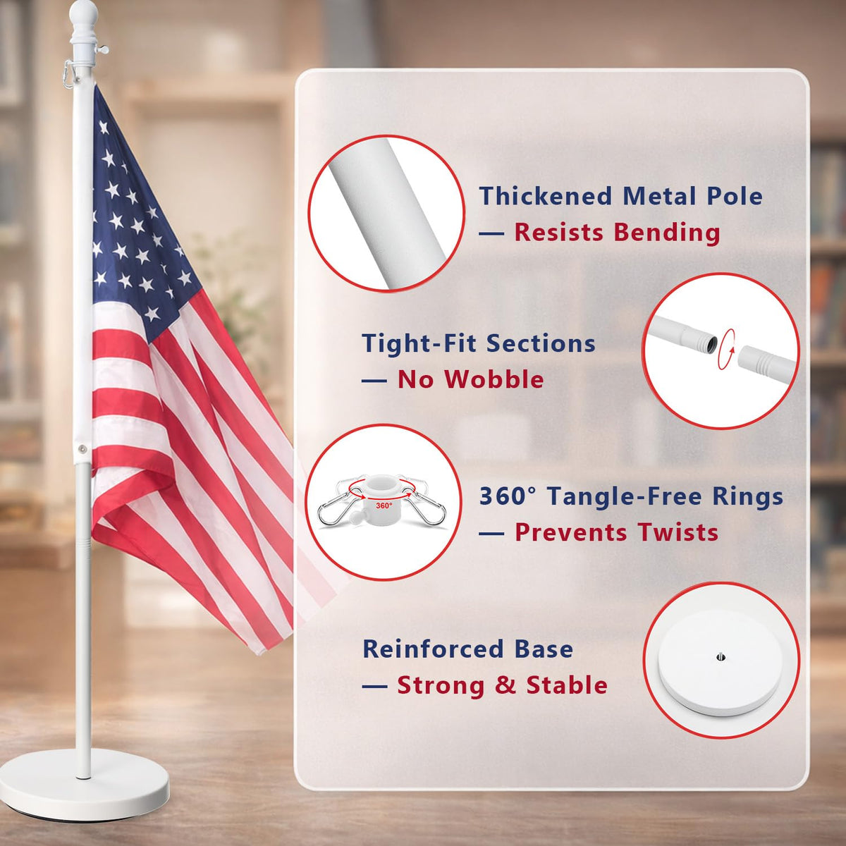 Barcetine Portable free-standing flag stand for office spaces