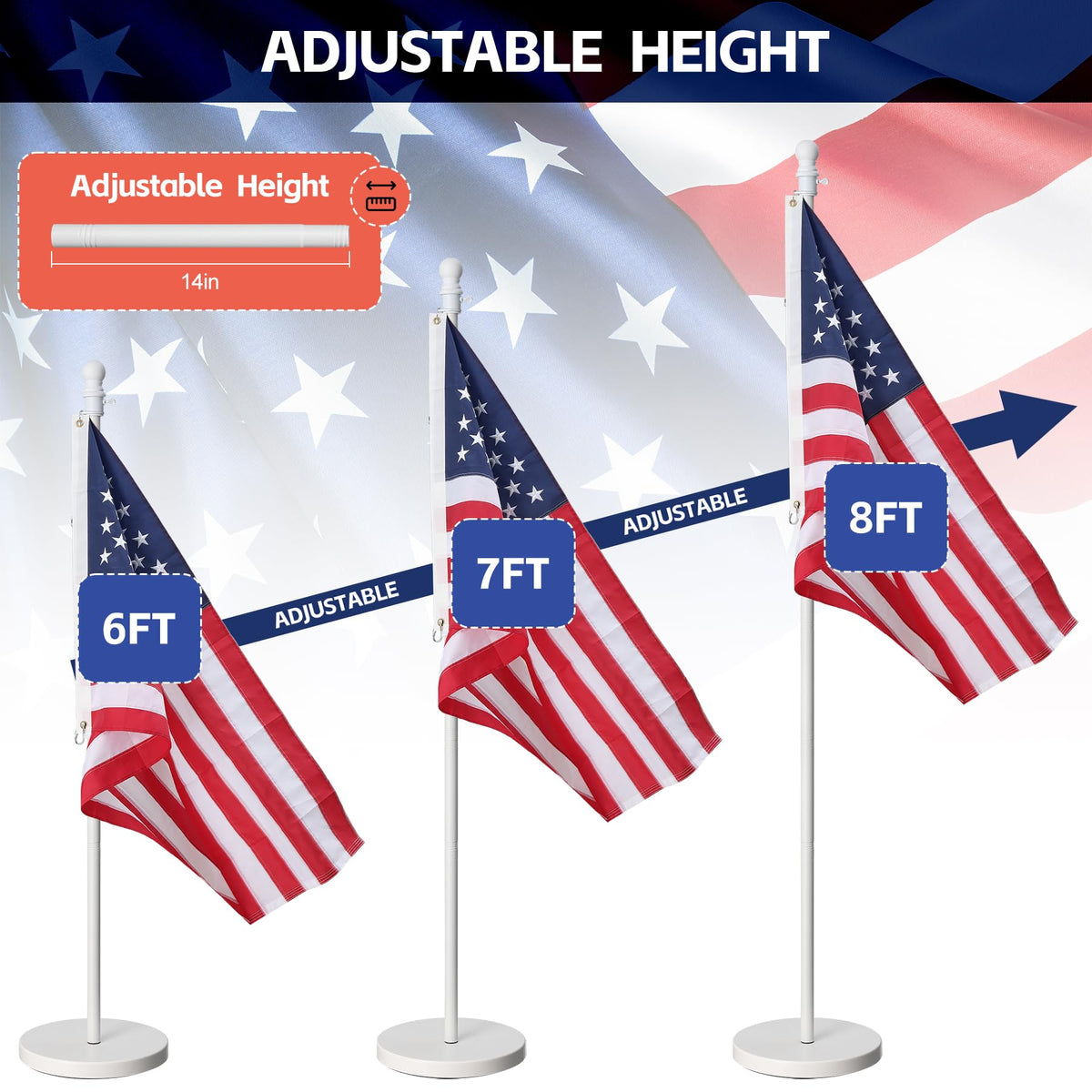 Barcetine Flag Stand 360° rotation rings prevent tangling