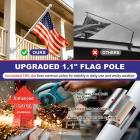 Barcetine flagpole upgraded 1.1-inch diameter for enhanced stability in wind
