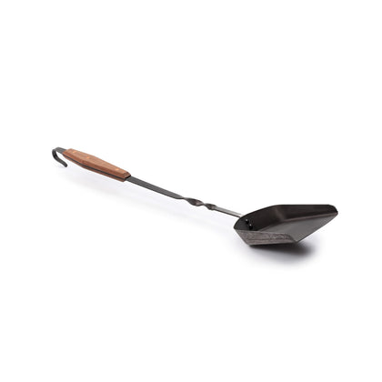 Barebones Cowboy Grill Coal Shovel blade shows a wide, deep surface for easy coal transfer