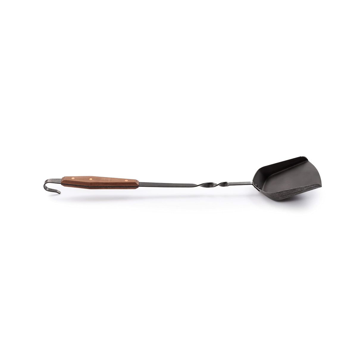 Barebones Cowboy Grill Coal Shovel walnut handle stays cooler during high heat grilling