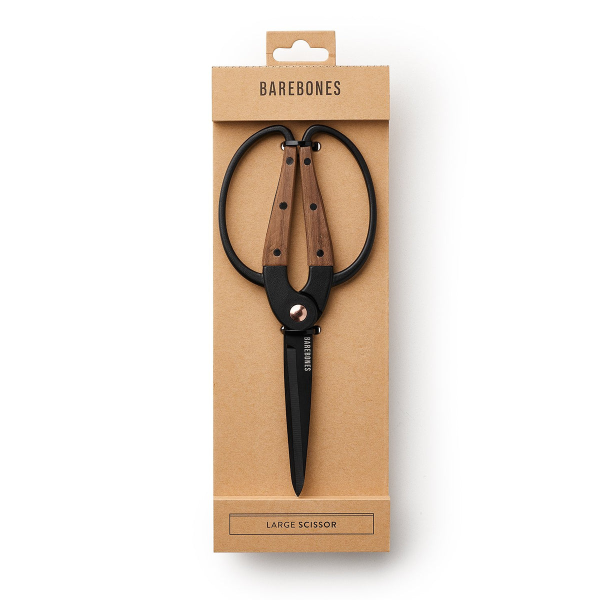 Barebones garden scissors with wide handles for a comfortable fit on large hands.