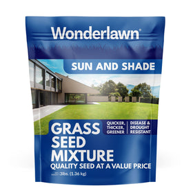 Barenbrug Wonderlawn Sun and Shade seed mix front bag shows premium quality for sun and shade.