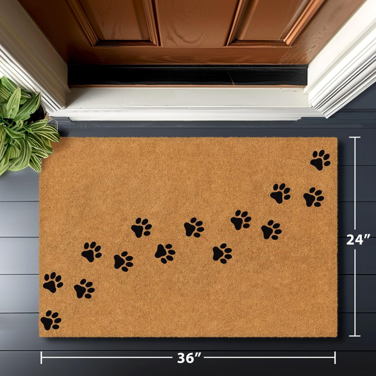 Barnyard Designs dirt-scraping coir mat helps keep dirt outside.