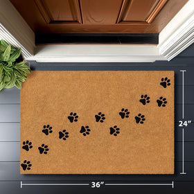 Barnyard Designs dirt-scraping coir mat helps keep dirt outside.