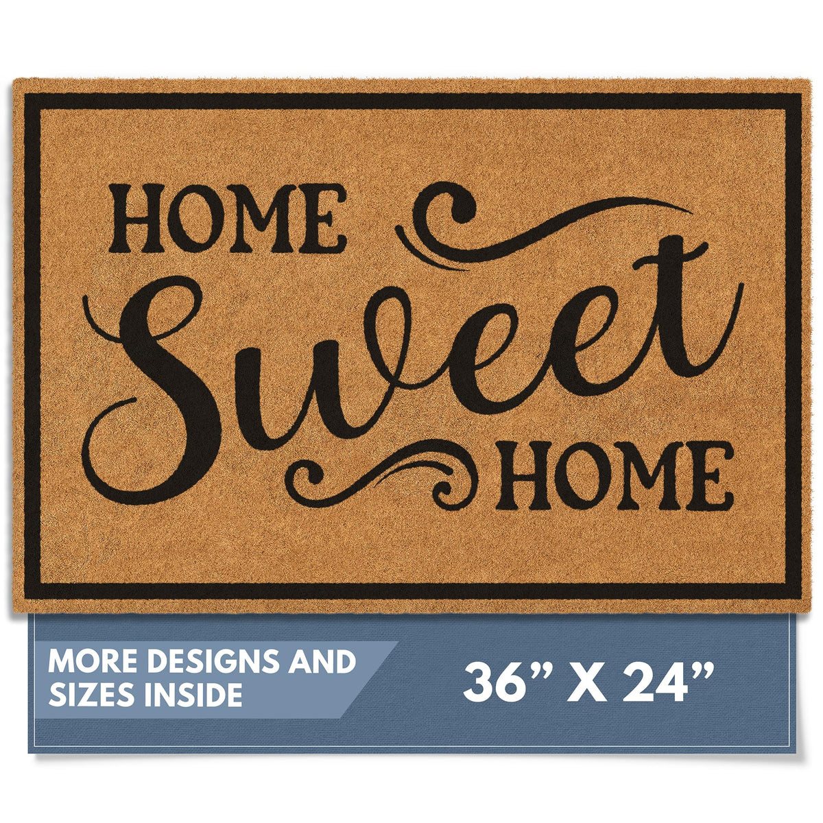 Barnyard Designs Home Sweet Home doormat with bold typography invites guests to wipe feet.