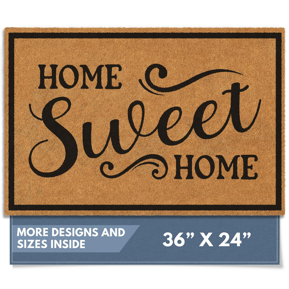 Barnyard Designs Home Sweet Home doormat with bold typography invites guests to wipe feet.