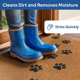 Barnyard Designs doormat non-slip backing keeps it secure on entryways and porches.