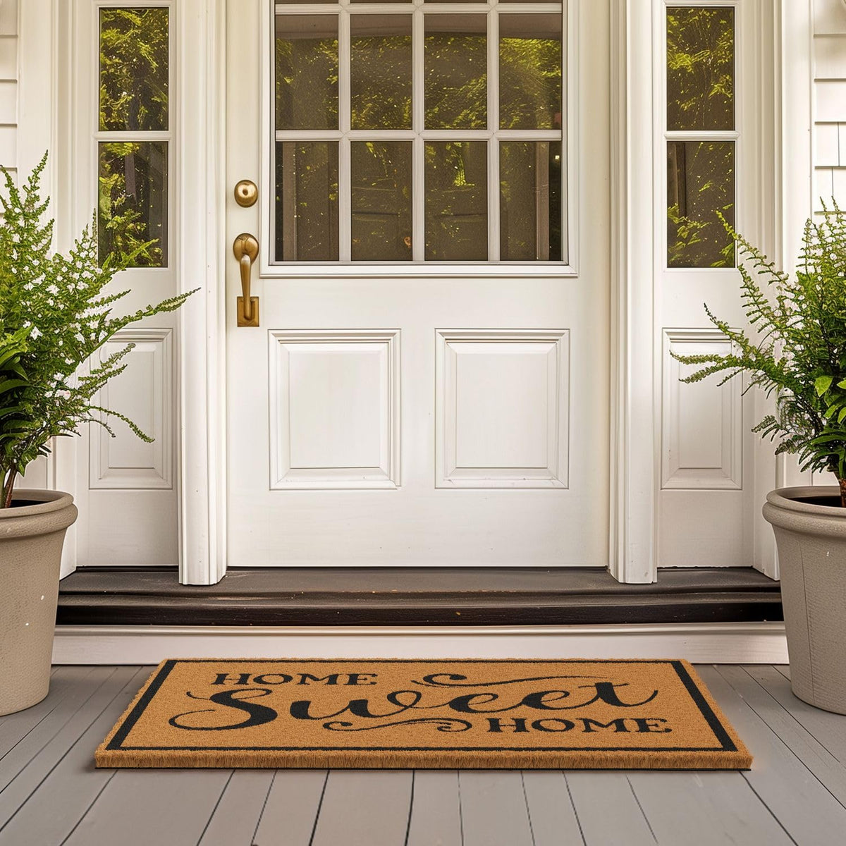 Barnyard Designs outdoor porch mat boosts curb appeal and exterior cleanliness.