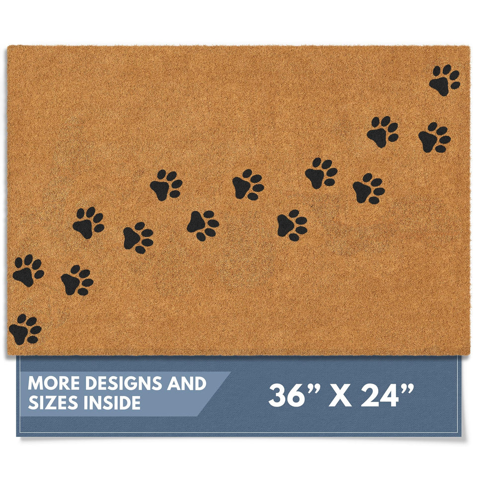Barnyard Designs paws doormat with paw-print design, welcoming guests at the entrance.