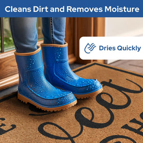 Barnyard Designs bristle-coated mat naturally scrapes mud from shoes.