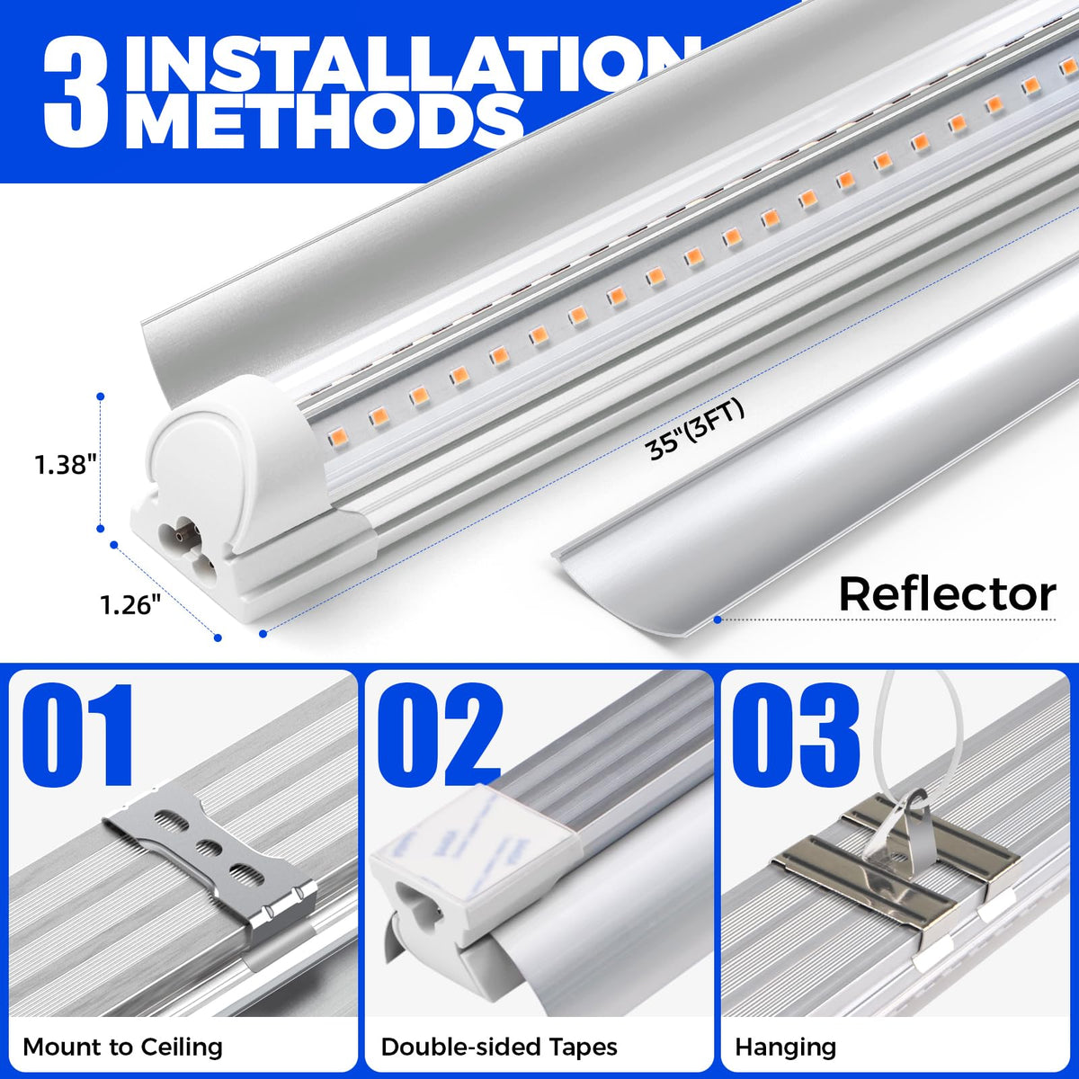 Barrina 3ft T8 grow light aluminum shell keeps cool operation