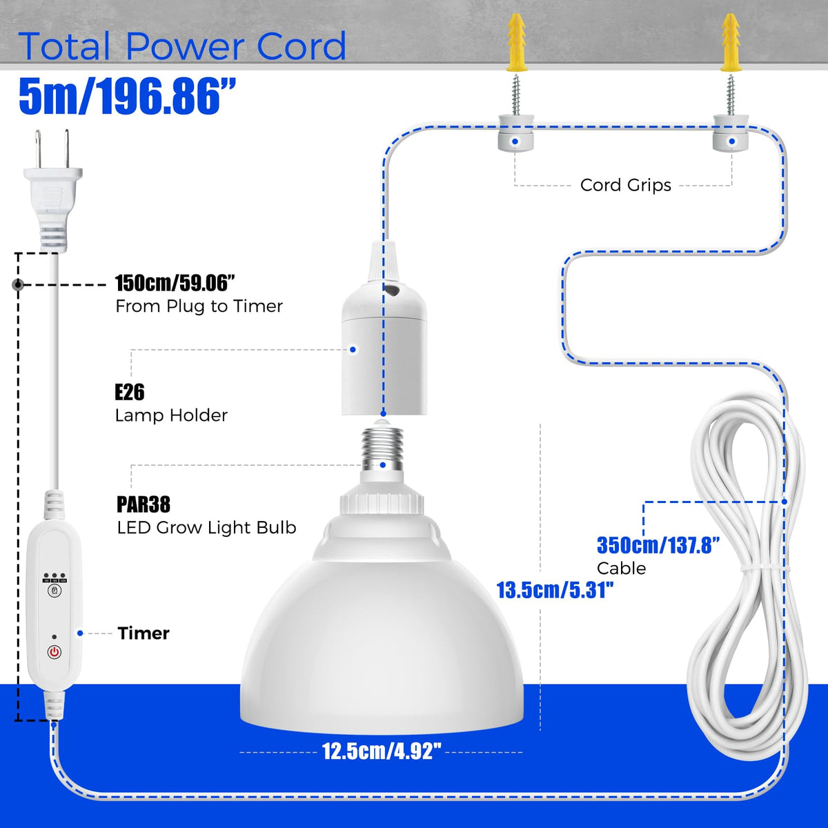 Barrina aluminum heat-dissipation shade keeps the fixture cool