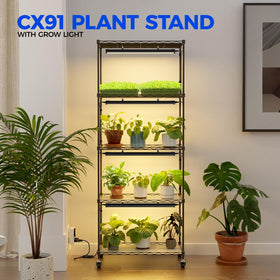 Barrina CX91 five-tier layout showing adjustable shelves for varied plant heights.