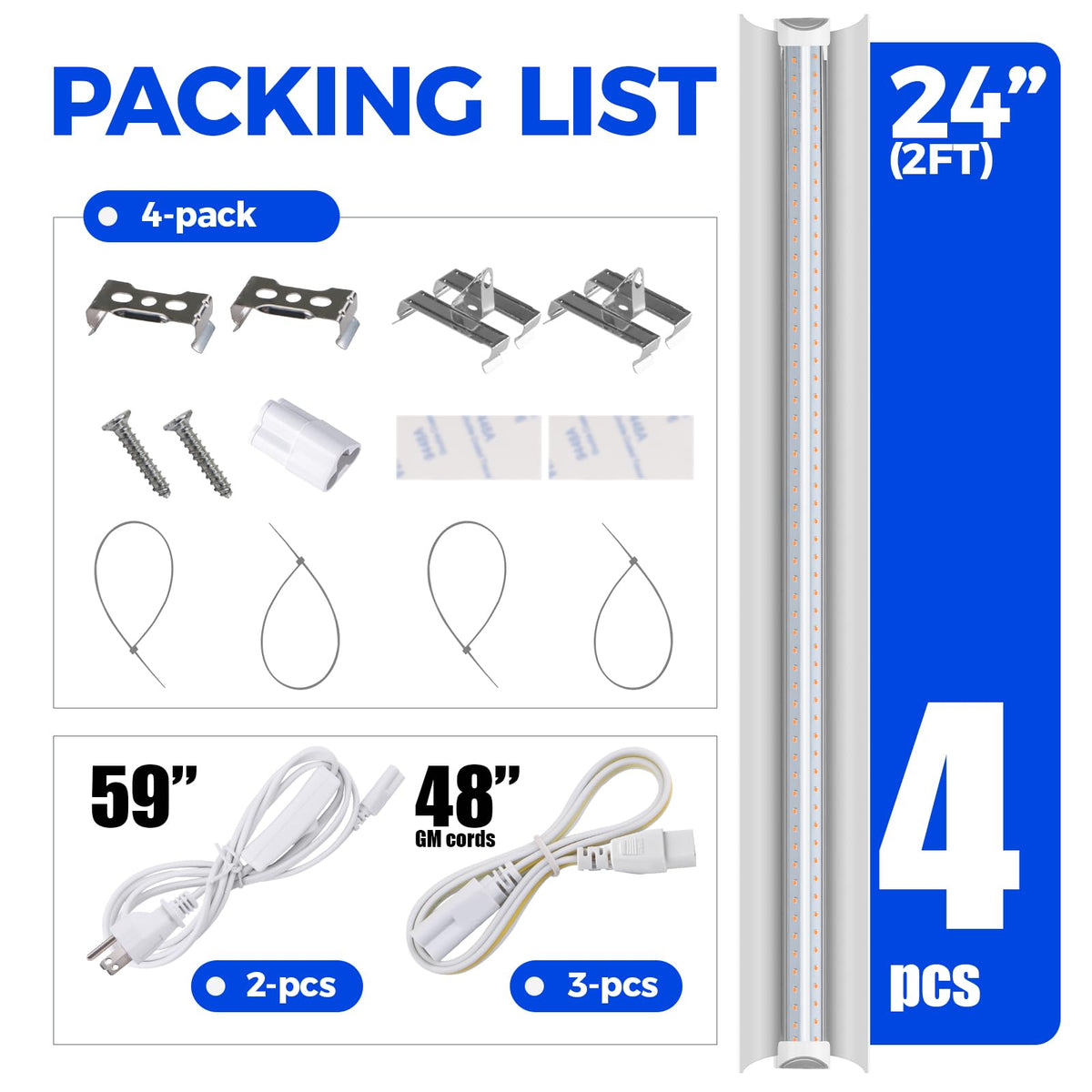 Four Barrina LED strips included with connectors and mounting hardware