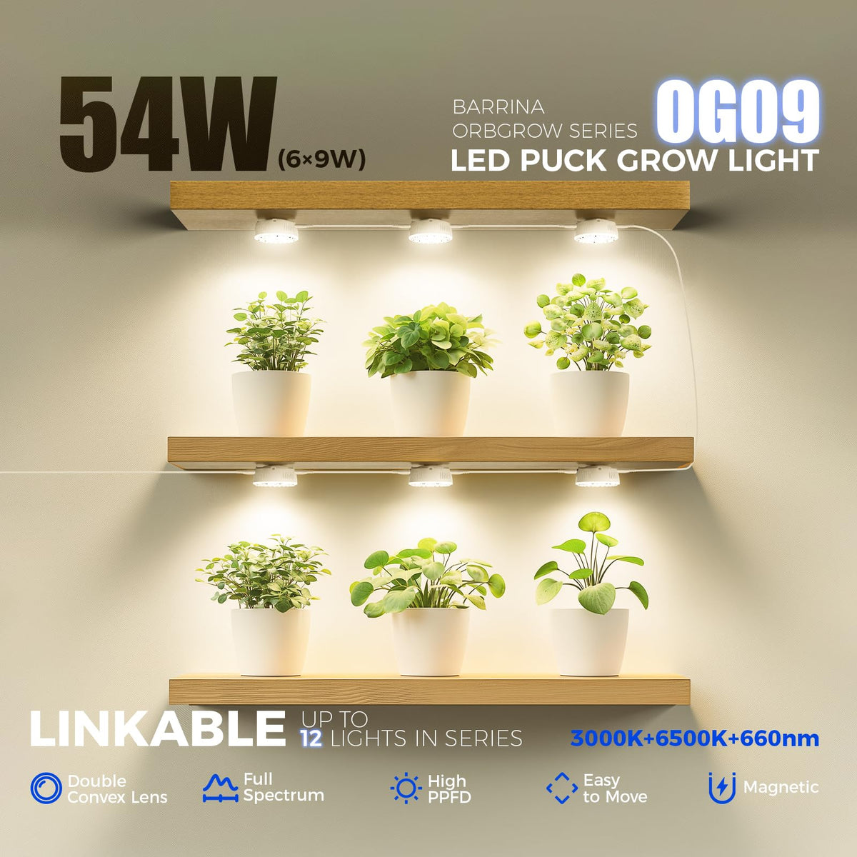 Barrina Orbgrow OG09 dimming controls enable customizable brightness for plant stages