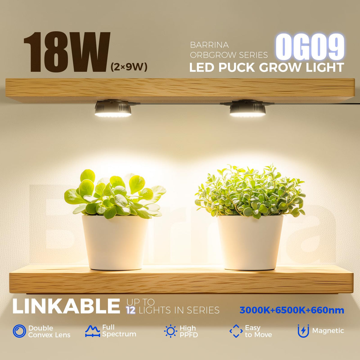 Barrina Orbgrow OG09 full spectrum illumination for healthy foliage indoors