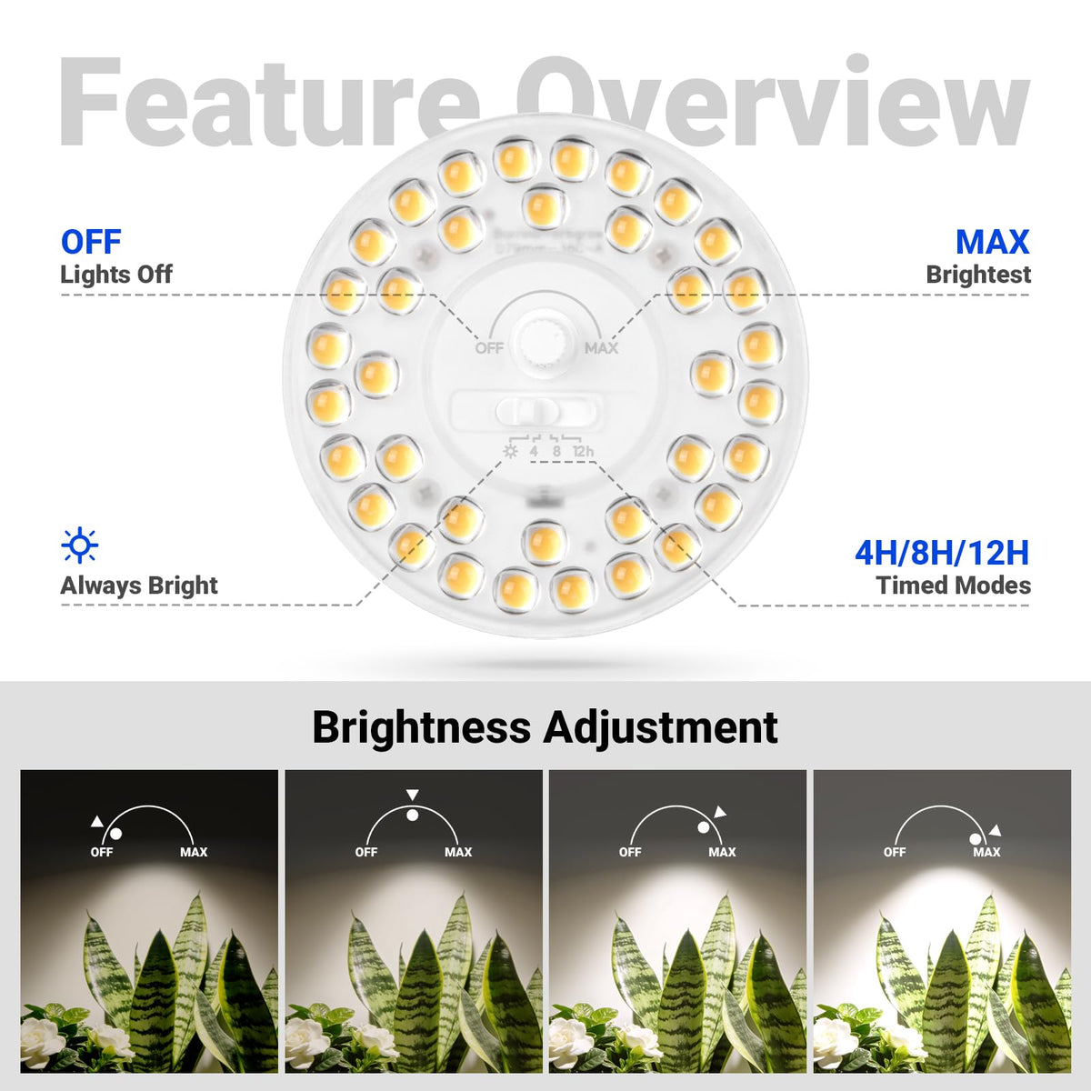 Barrina Orbgrow OG11A 4000K daylight provides natural color for plant care.