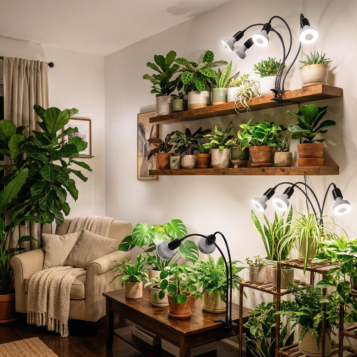 Ideal for shelves, tents, and desktop gardens in homes