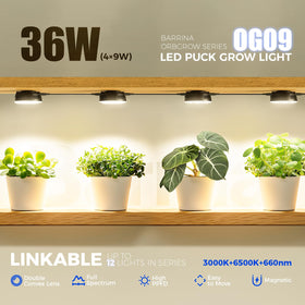 Barrina Orbgrow OG09 puck light with magnetic mount enables flexible placement.