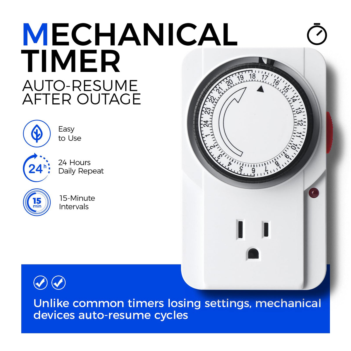 Barrina TR40c mechanical timer ensures consistent daily lighting.