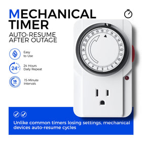 Barrina TR40c mechanical timer ensures consistent daily lighting.