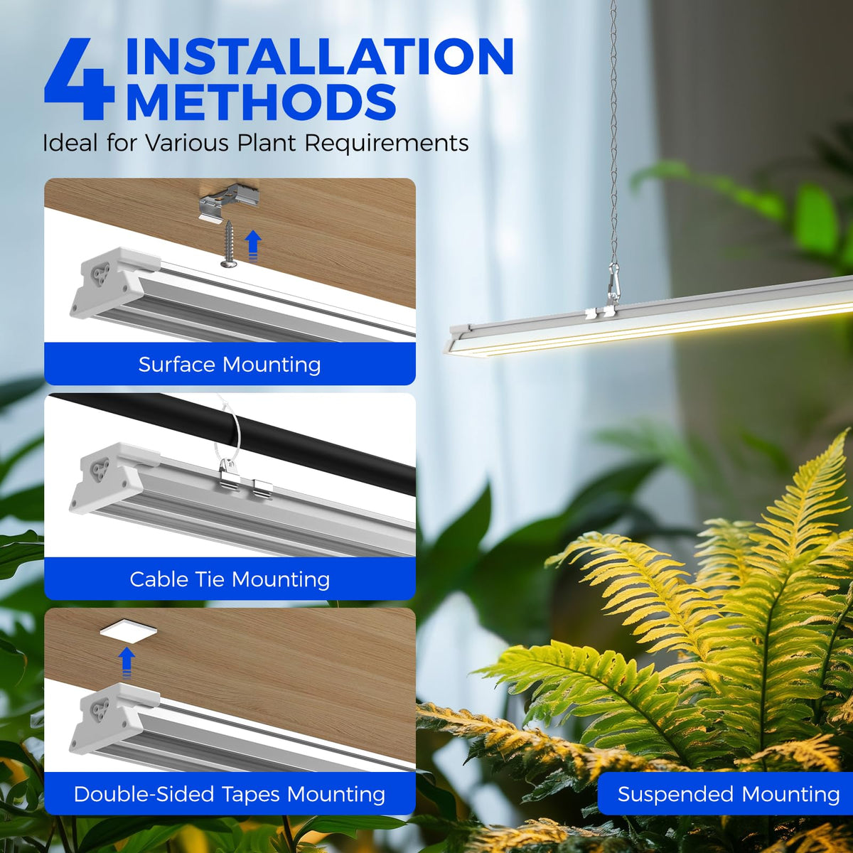 Aluminum housing provides efficient heat dissipation for longer fixture life.