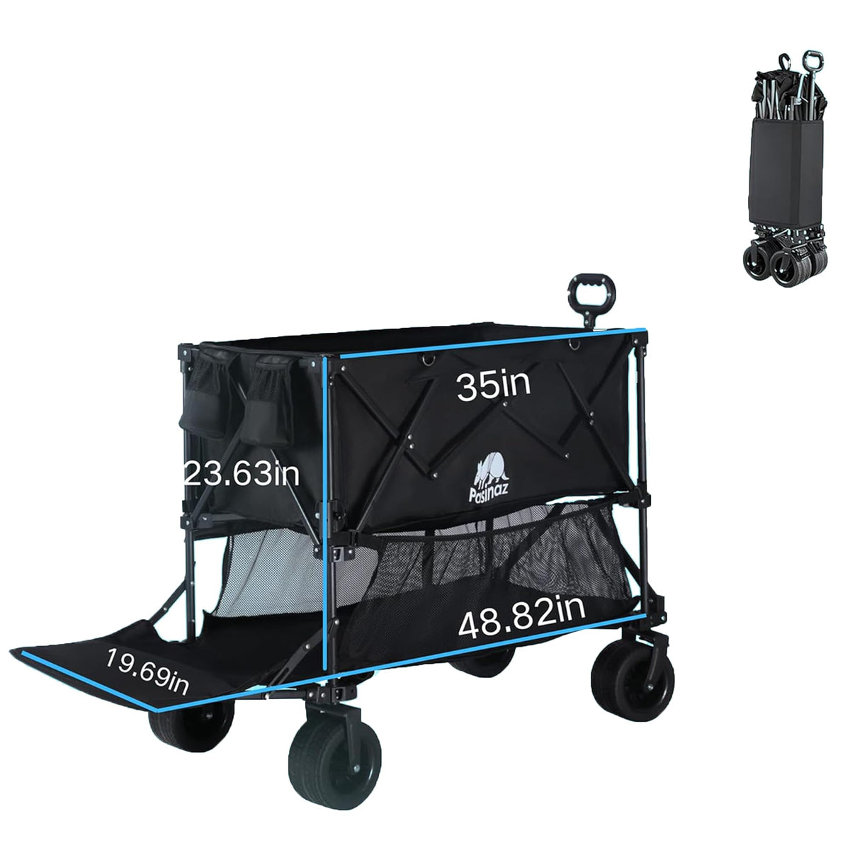 BARWING quick-fold portable wagon folds for fast storage after trips.