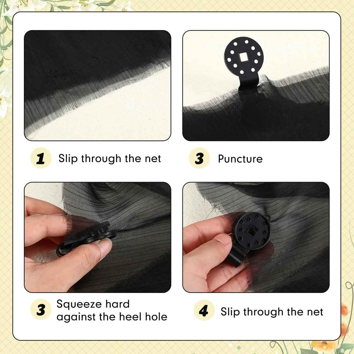 Barydat double-buckle clip securely locks shade netting.