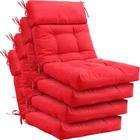 Barydat four-pack red high-back cushions on a chair for outdoor seating