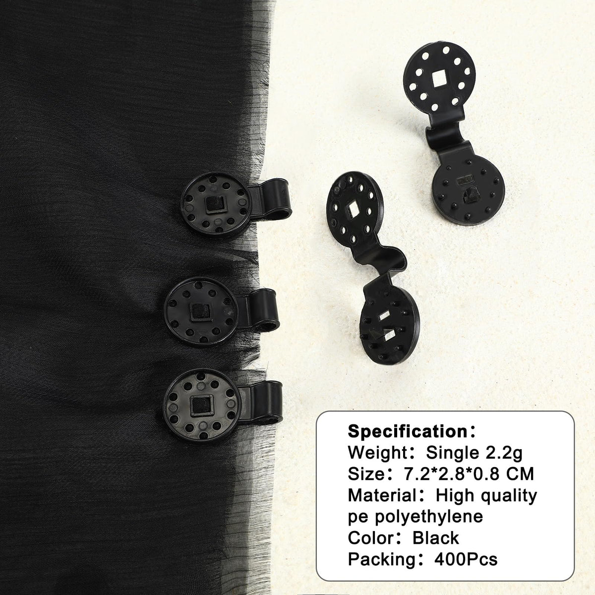 Barydat black plastic clips securing netting with a professional finish.