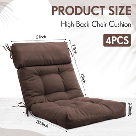 Barydat high back chair cushion in coffee, seat top view highlights padding.
