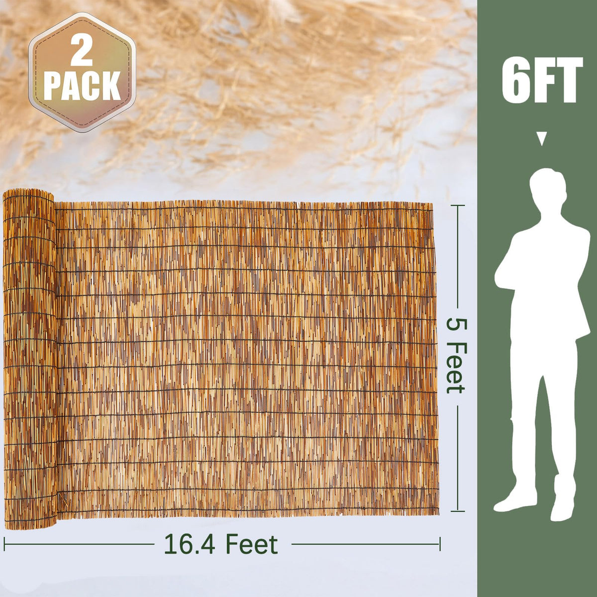 Barydat natural reed texture close-up shows durable carbonized reeds.